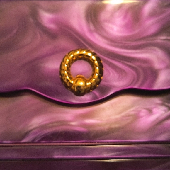 Rare Vintage Farnell Paris Purple Lucite, Mother Of Pearl Clutch Bag - Picture 3 of 6